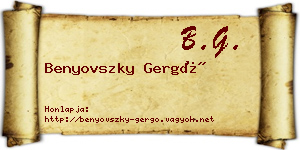 Benyovszky Gergő névjegykártya
